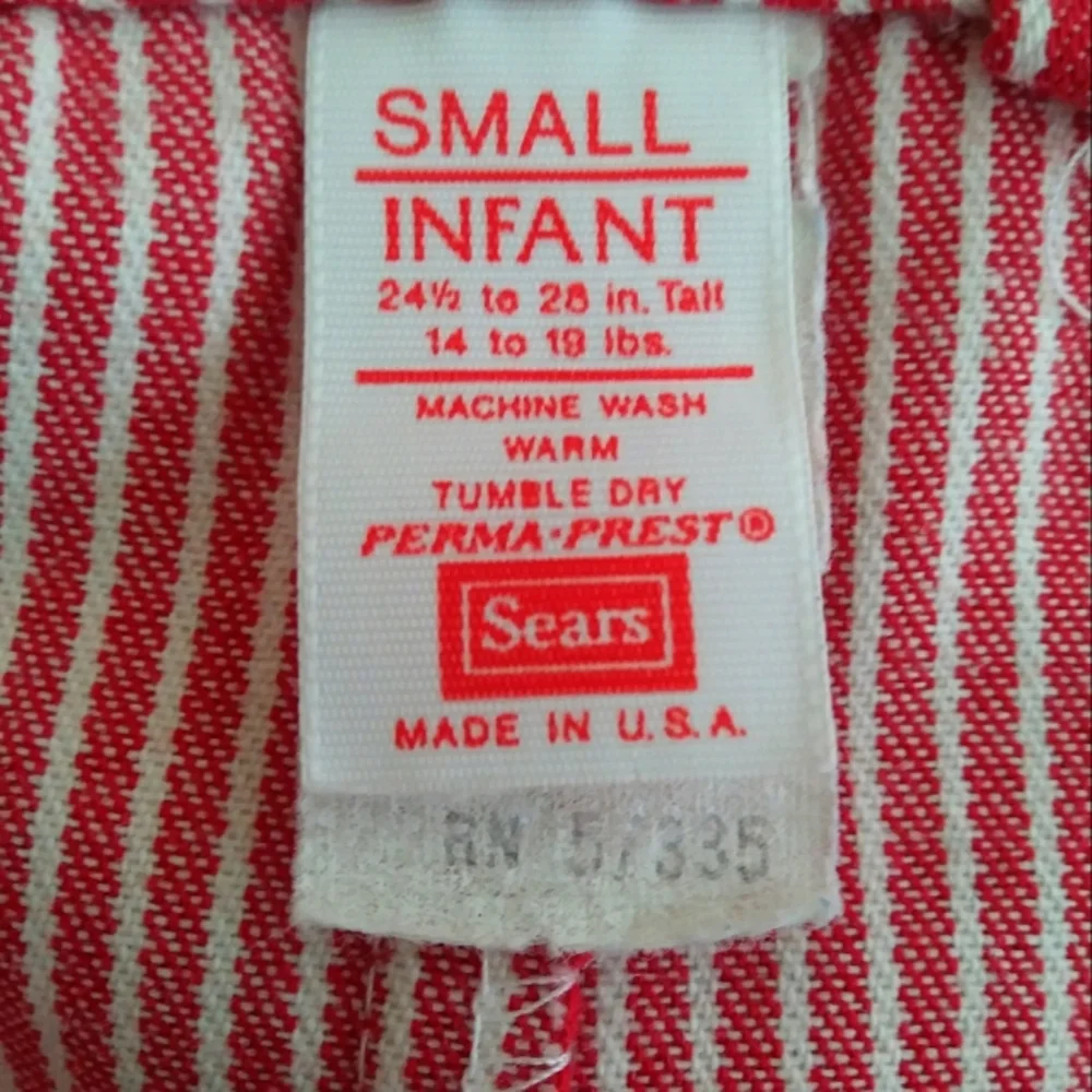 Sears Vintage Infant Pinstripe Railroad Train Jumper Bib Conductor Overalls - Picture 11 of 13